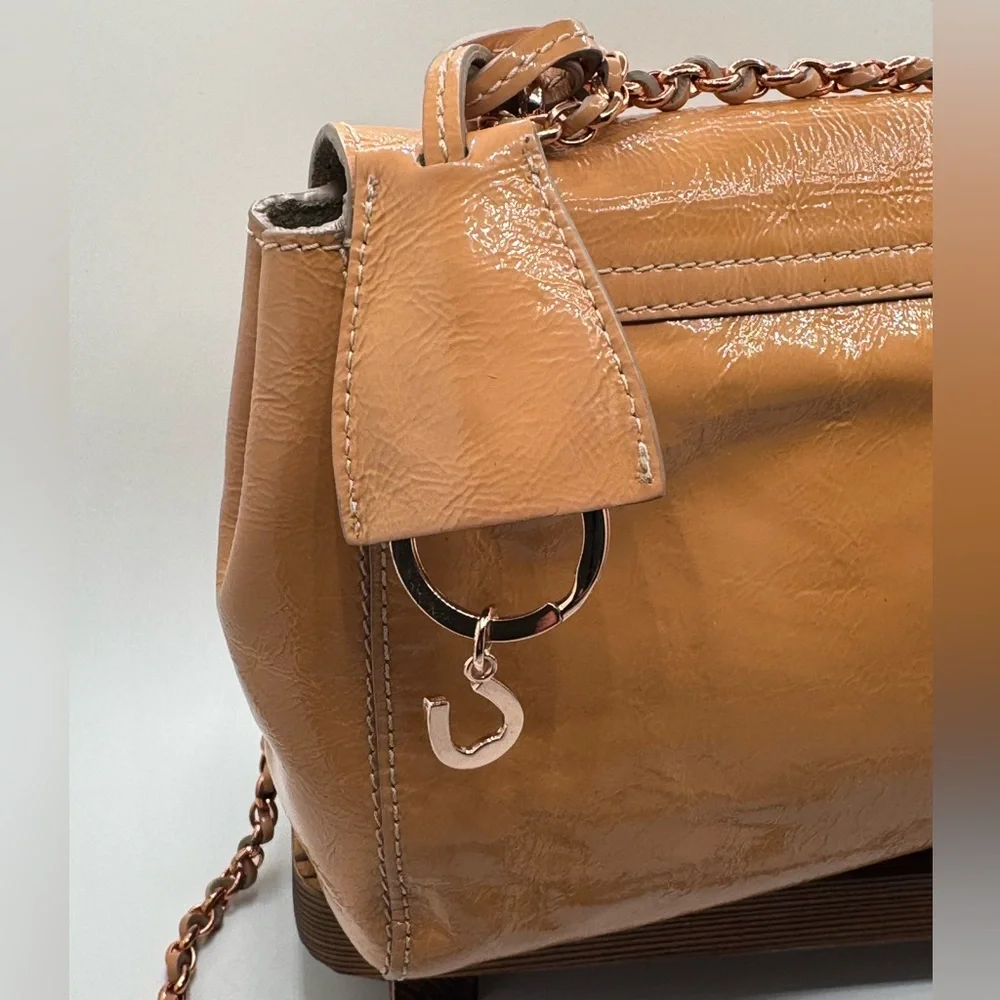 Mulberry Glossy Small Lily Flap Bag Purse in Apricot - Picture 5 of 16